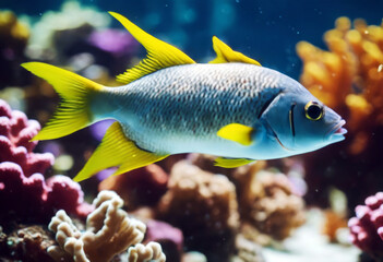 Fototapeta na wymiar types reefs underwater scenery coral beautiful fish various
