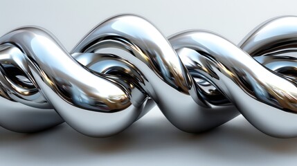 A shiny silver twisted metal tube. - obrazy, fototapety, plakaty