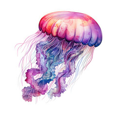 Fototapeta premium Watercolor Jellyfish, clipart Illustration, Generative Ai