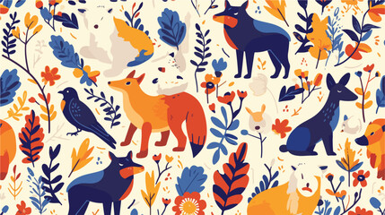 Modern contemporary seamless pattern with animals f