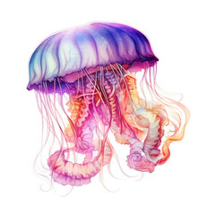 Watercolor Jellyfish, clipart Illustration, Generative Ai