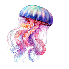 Watercolor Jellyfish, clipart Illustration, Generative Ai