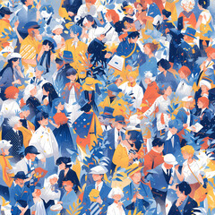 Joyous Social Event - A Dynamic Collage of Life's Hues and Faces