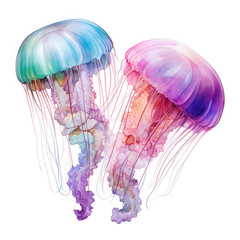 Watercolor Jellyfish, clipart Illustration, Generative Ai