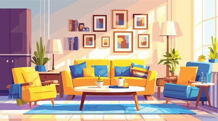 Modern home interior design. Cozy living room with