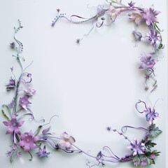Festive purple floral border on a white background.