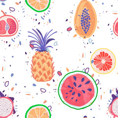 colored tropical fruits seamless pattern illustration
flat design