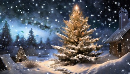 Naklejka premium christmas tree in the snow