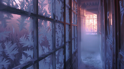 A layer of frost clinging to the corridor's frosted glass windows.