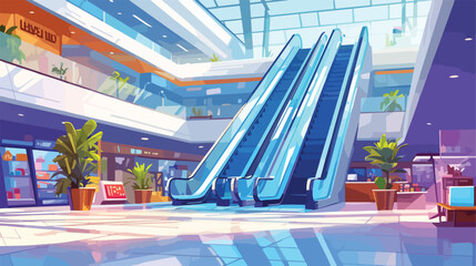 Modern interior shopping center mall Contour sketch