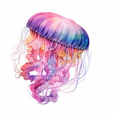 Watercolor Jellyfish, clipart Illustration, Generative Ai