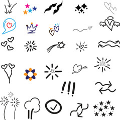  Sketch Doodle lines, Arrows, circles and curves vector. hand drawn design elements isolated on white background  vector illustration.