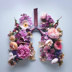 Spring flowers representing human lungs, conceptual studio shot. world no tobacco day