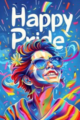 illustration with text to commemorate Happy Pride
