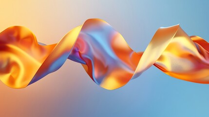 Flowing 3D ribbons, silky textures, sunset glow, oblique angle - obrazy, fototapety, plakaty