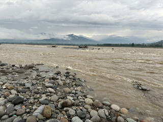 beach and rocks scenery of swat valley
