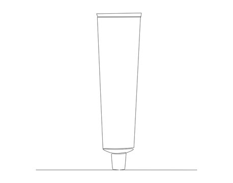 recommend clip art: Continuous line drawing of toothpaste tube. One line of toothpaste. Dental health concept continuous line art. Editable outline.