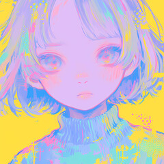Charming Illustration of a Teenage Anime Character with Bright and Vibrant Hues