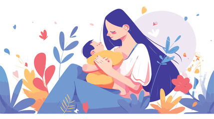 Obraz na płótnie Canvas Mom breastfeeding her newborn baby. Happy mother ly