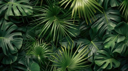 Vivid green foliage Tropical palm design