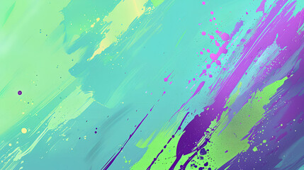 Fresh Abstract Paint Splashes, Teal and Purple, Artistic Background with Copy Space