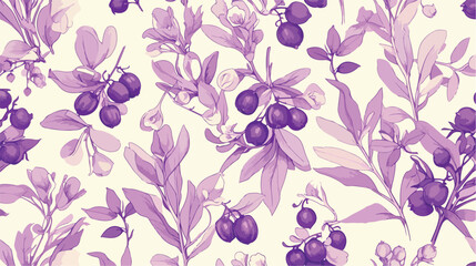 Monochrome seamless pattern with arctic lingonberry