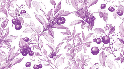 Monochrome seamless pattern with arctic lingonberry