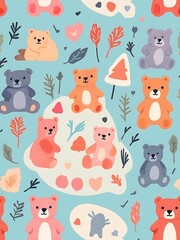 cute bear wallpaper pattern background
