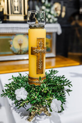 Altar candles in a catholic church.