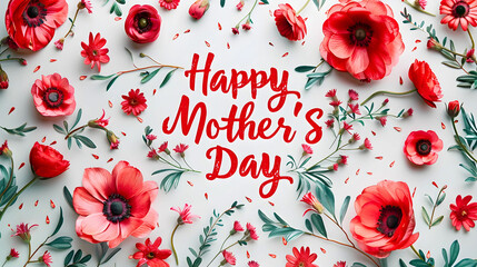 Happy Mother's Day lettering card. Floral concept 