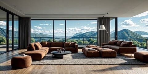 Fototapeta premium minimal modern living room interior design with sofa
