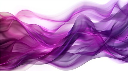 Fototapeta premium Abstract purple and blue smoke waves with smooth curves on white background, representing motion and energy in digital art design
