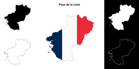 Obraz premium Pays de la Loire region outline map set