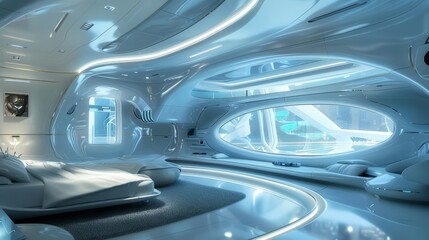 Obraz premium A visually stunning room showcasing a futuristic, beautiful concept with advanced technology