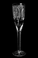 Champagne glass on black