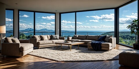 Fototapeta premium modern living room interior design with sofa and window