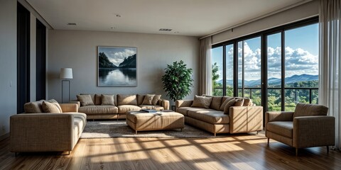 minimal modern living room interior design with sofa