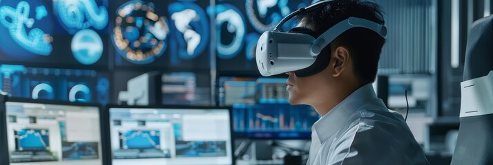 Cybersecurity training sessions are held in virtual reality environments, where employees learn to identify and combat sophisticated phishing scams, business concept - obrazy, fototapety, plakaty
