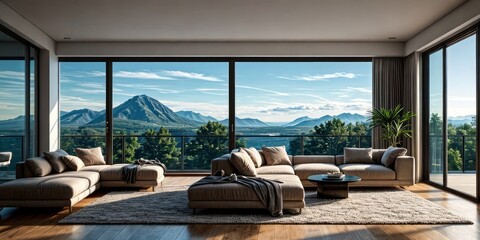 Fototapeta premium modern living room interior design with sofa and window