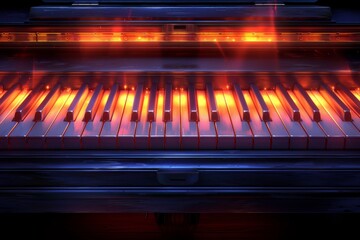 Close Up of a Piano With Bright Lights