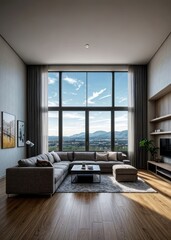 Obraz premium modern living room interior design with sofa and window