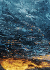 winter texture icecave with sunrise color