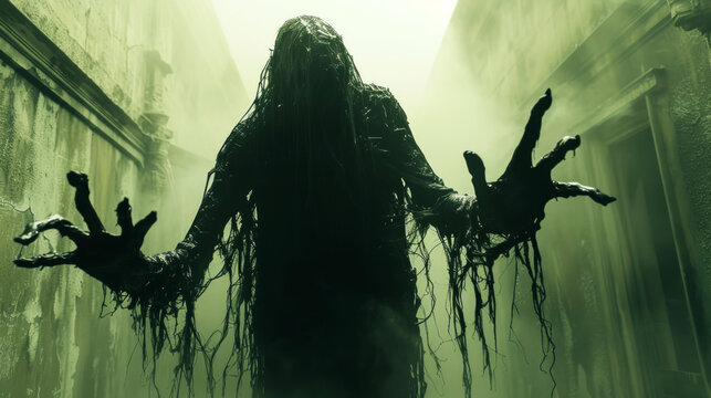 Unknown creature lurking in the darkness, sleep paralysis, nightmare concept