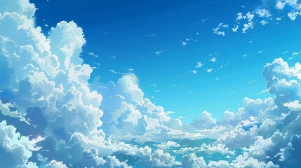 epic clear blue sky in cartoon style