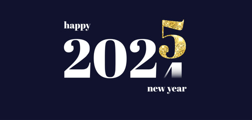 Happy New Year 2025. New Year beautiful quote, gift tag, lettering message for greeting banners, cards, calendars, promotion products, posters, mugs, notebooks, pillows, T-shirt prints