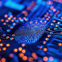 Close up of a fingerprint on a modern electronic circuit board in high resolution detail