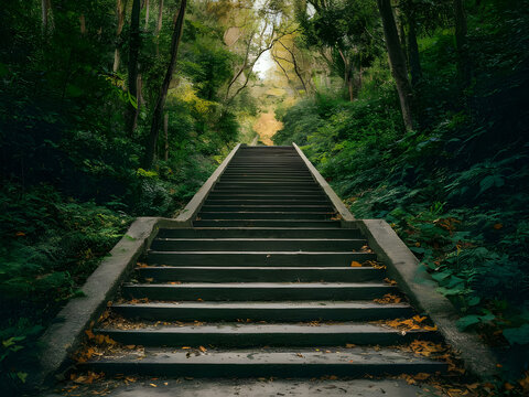 Escalera de concreto en hermoso parque natural