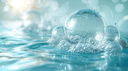 Water and bubbles. Closeup of a water surface with bubbles.