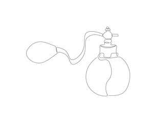 Continuous line drawing of perfume bottle. One line of perfume spray. Fragrance concept continuous line art. Editable outline.