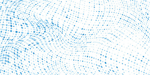 Abstract wave halftone black and white. Monochrome texture for printing on badges, posters, and business cards. Vintage pattern of dots randomly arranged